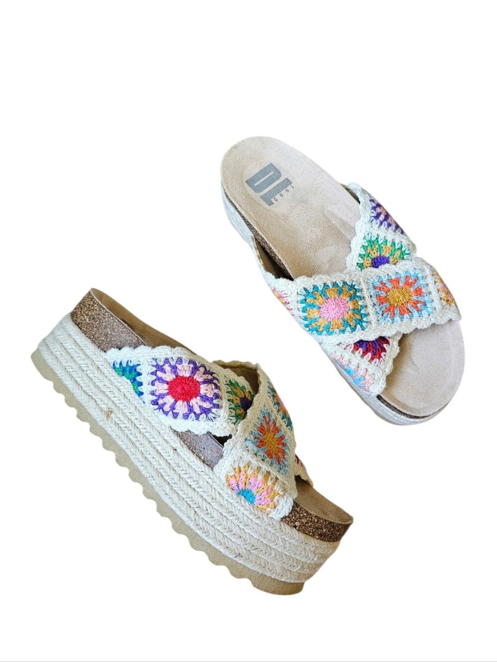 Dirty Laundry DL Boho Crochet Platform Slide Sandals - Multicolor